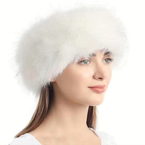 Winter Fox Fur Headband, Plush Stretch EAR WARMERS MUFFS - Picture 4 of 8